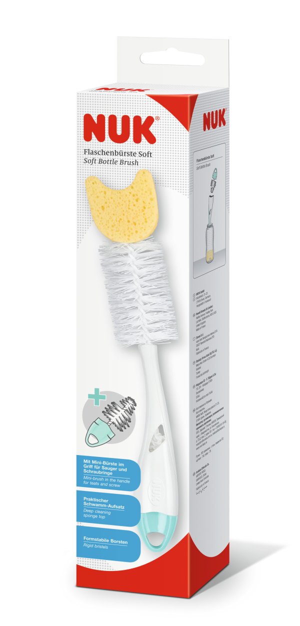 NUK - Βούρτσα Καθαρισμού Μπιμπερό Soft (2 in 1) με σφουγγαράκι